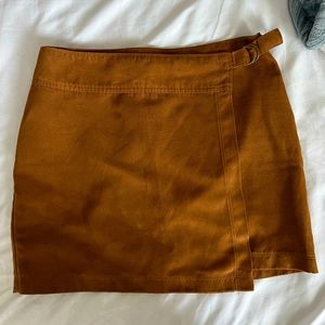 Brown Suede Wrap Skirt